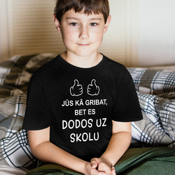 Bērnu T-krekls "Es dodos uz skolu"