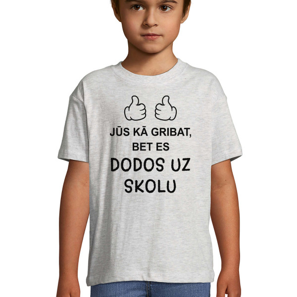 Bērnu T-krekls "Es dodos uz skolu"