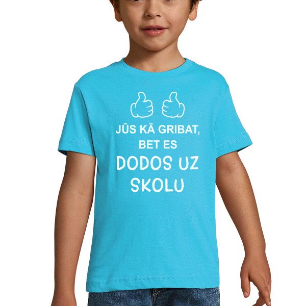 Bērnu T-krekls "Es dodos uz skolu"