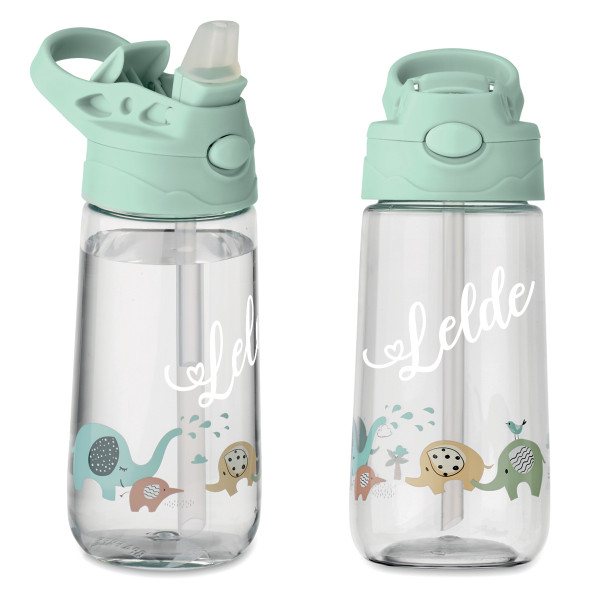 Bērnu ūdens pudele "Zilonis" ar jūsu izvēlētu vārdu (450ml)