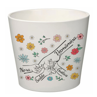 Elegants puķu pods "Vecmāmiņa un mazbērni" ar mazbērnu vārdiem