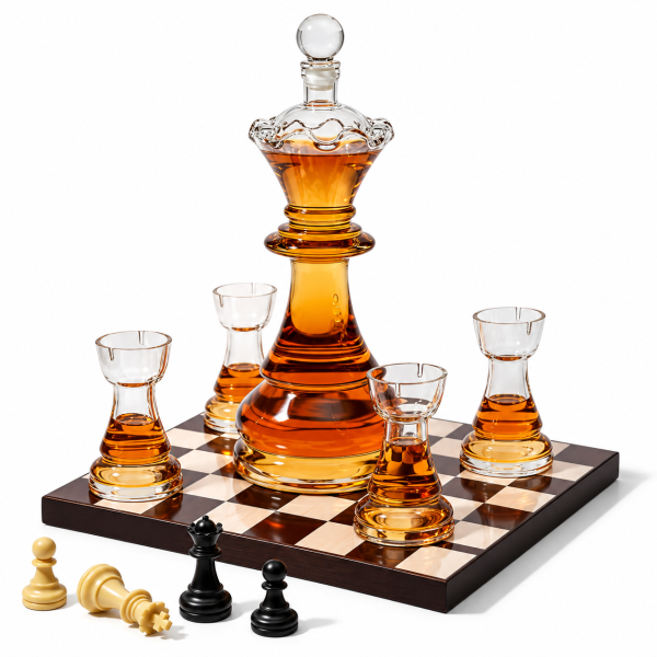 Grafīna un 4 glāžu komplekts "Royal Chess"