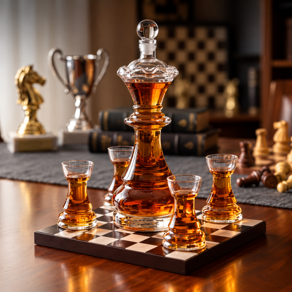 Grafīna un 4 glāžu komplekts "Royal Chess"