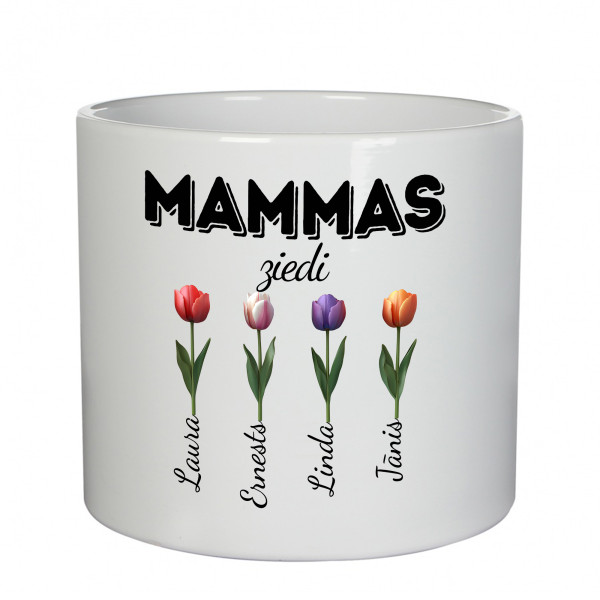 Keramikas pods "Mammas ziedi" ar bērnu vārdiem Keramikas pods "Mammas ziedi" ar bērnu vārdiem