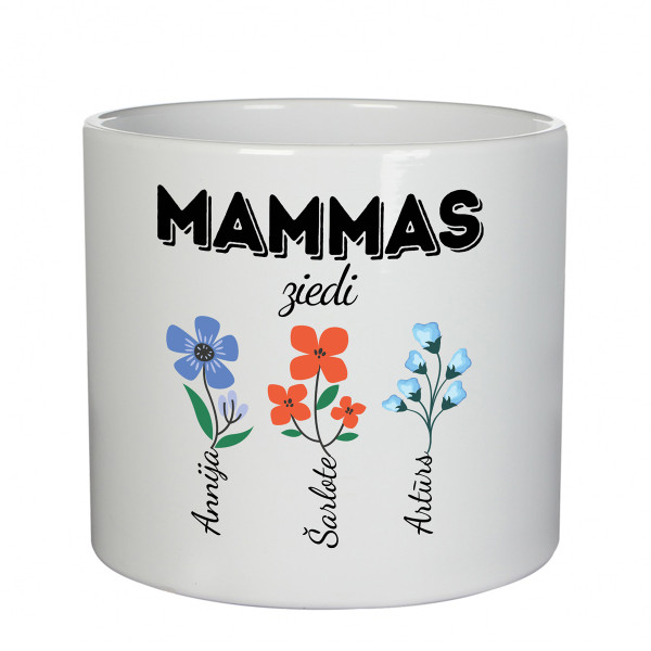 Keramikas pods "Mammas ziedi" ar bērnu vārdiem Keramikas pods "Mammas ziedi" ar bērnu vārdiem