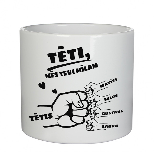 Keramikas pods "Tētis un bērni" ar bērnu vārdiem