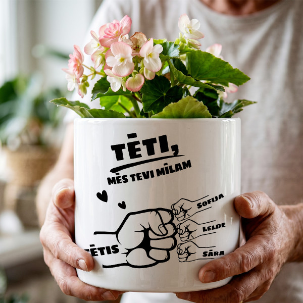 Keramikas pods "Tētis un bērni" ar bērnu vārdiem