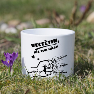 Keramikas pods "Vectētiņš un mazbērni" ar mazbērnu vārdiem
