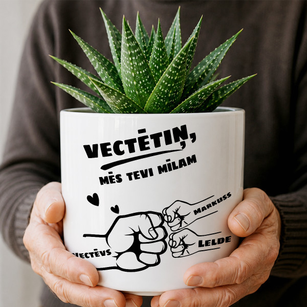 Keramikas pods "Vectētiņš un mazbērni" ar mazbērnu vārdiem