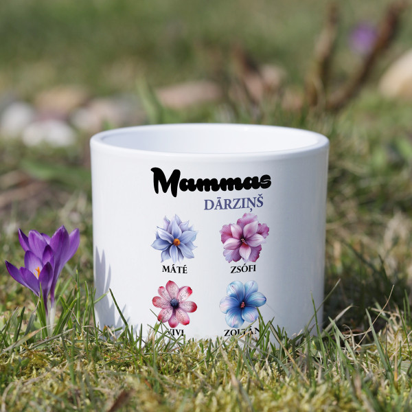 Keramikas puķupods "Mammas dārziņš" ar bērnu vārdiem Keramikas puķupods "Mammas dārziņš" ar bērnu vārdiem