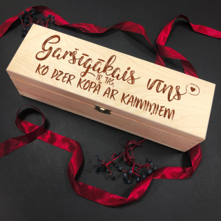 Koka kaste pudelei "Gardākais vīns, ko dzert ar kaimiņiem"