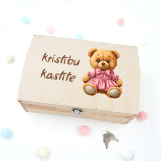 Koka kastīte "Kristību kastīte ar lācīti"