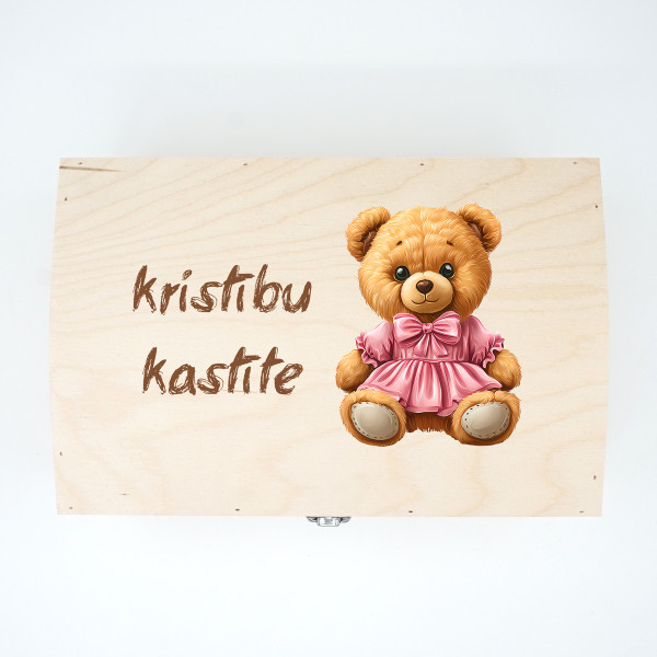 Koka kastīte "Kristību kastīte ar lācīti" Koka kastīte "Kristību kastīte ar lācīti"