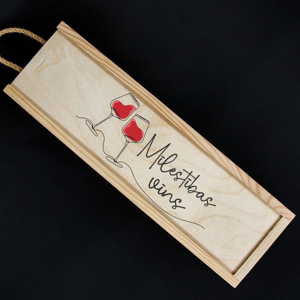 Koka pudeļu kaste "Mīlestības vīns"