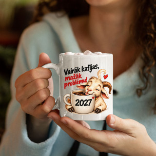 Krūze „2027 – Vairāk kafijas, mazāk problēmu“ Krūze „2027 – Vairāk kafijas, mazāk problēmu“