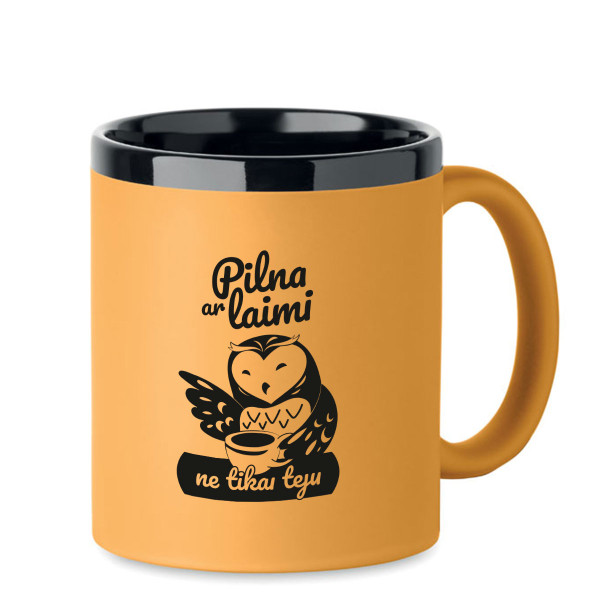 Krūze ar gravējumu "Pilna ar laimi, ne tikai tēju"