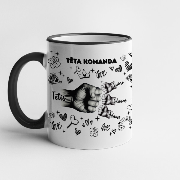 Krūze "Tēta komanda" ar izvēlētiem bērnu vārdiem