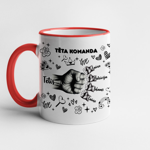 Krūze "Tēta komanda" ar izvēlētiem bērnu vārdiem