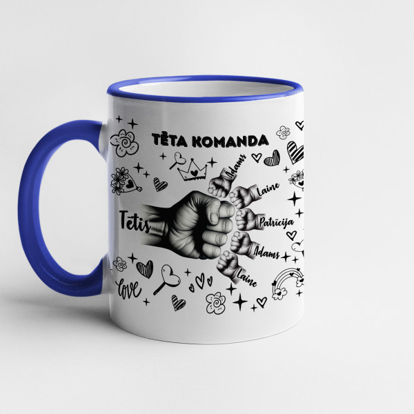 Krūze "Tēta komanda" ar izvēlētiem bērnu vārdiem