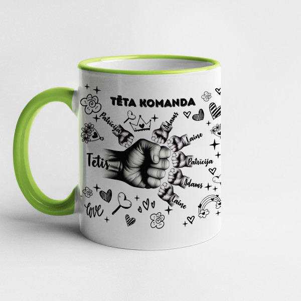 Krūze "Tēta komanda" ar izvēlētiem bērnu vārdiem