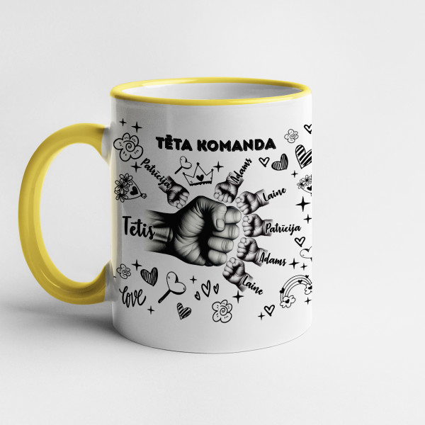 Krūze "Tēta komanda" ar izvēlētiem bērnu vārdiem