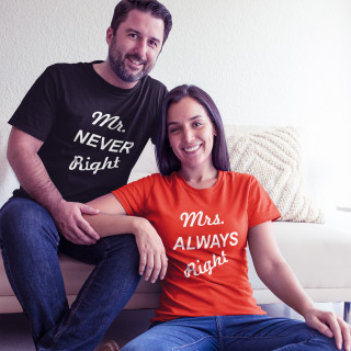 T-kreklu komplekts "Mr. NEVER Right & Mrs. ALWAYS Right"