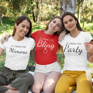 Sieviešu t-krekls "Līgaviņas komanda" ar jūsu izvēlēto tekstu