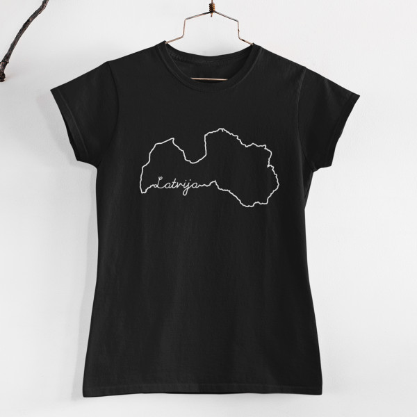 Sieviešu T-krekls "Latvijas kartes kontūra"