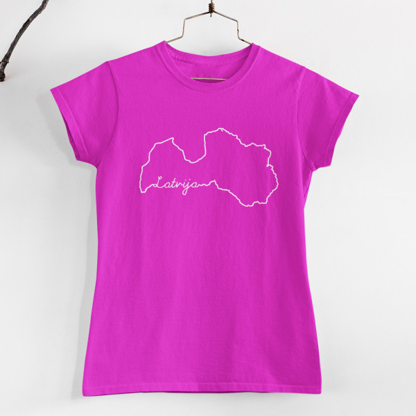 Sieviešu T-krekls "Latvijas kartes kontūra"