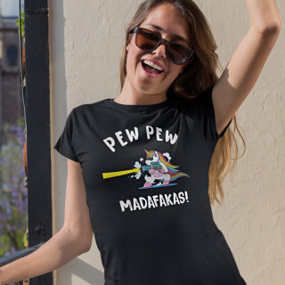 Sieviešu T-krekls "Pew Pew Vienradzis"
