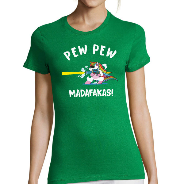 Sieviešu T-krekls "Pew Pew Vienradzis"