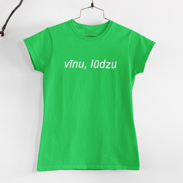 Sieviešu T-krekls "Vīnu, lūdzu"
