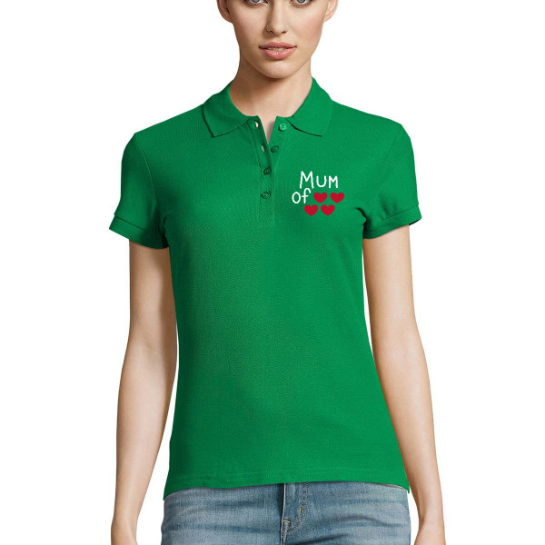 Sieviešu polo krekls "Mum" ar Jūsu izvēlētu sirsniņu skaitu