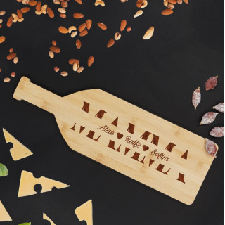 Pudeles formas bambusa virtuves dēlis "MAMMA" ar bērnu vārdiem