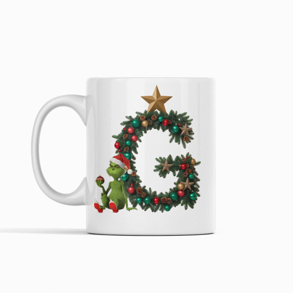 Krūze "Grinch Christmas" ar burtu pēc izvēles