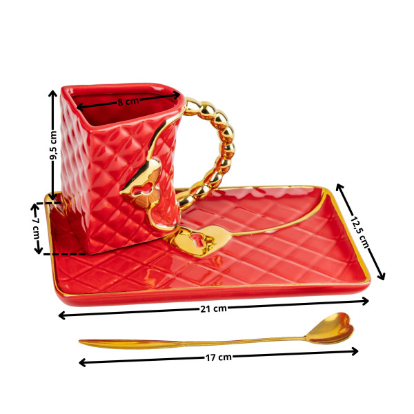 Krūze "Somiņa" ar apakštasīti un sirds formas karotīti