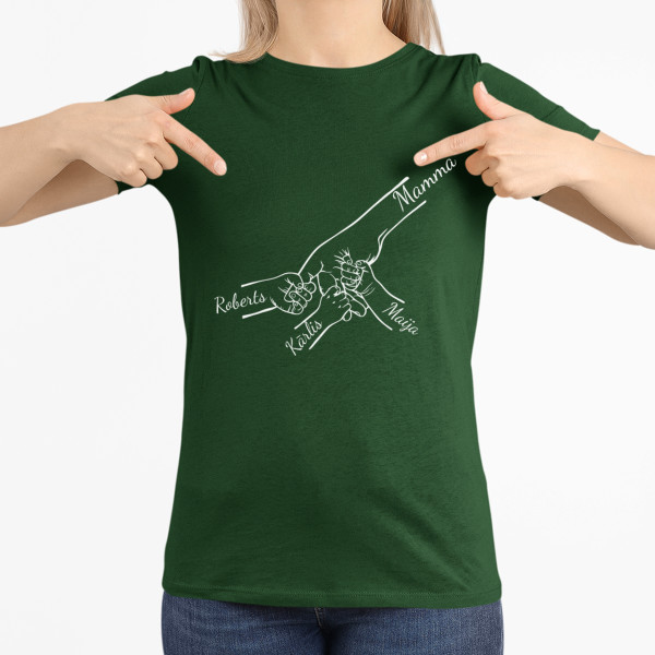 Sieviešu T-krekls "Mamma un bērni" ar izvēlētiem bērnu vārdiem