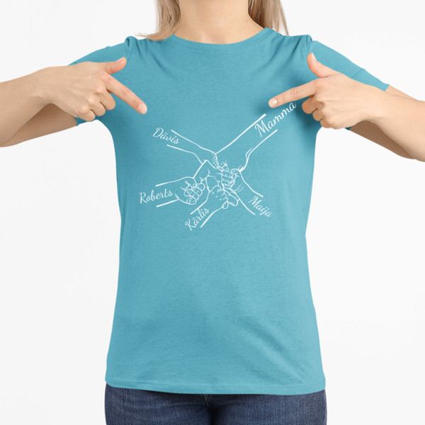 Sieviešu T-krekls "Mamma un bērni" ar izvēlētiem bērnu vārdiem