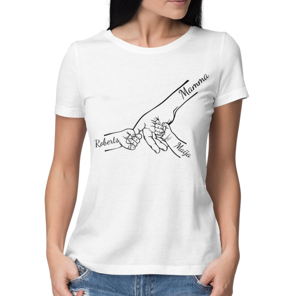 Sieviešu T-krekls "Mamma un bērni" ar izvēlētiem bērnu vārdiem