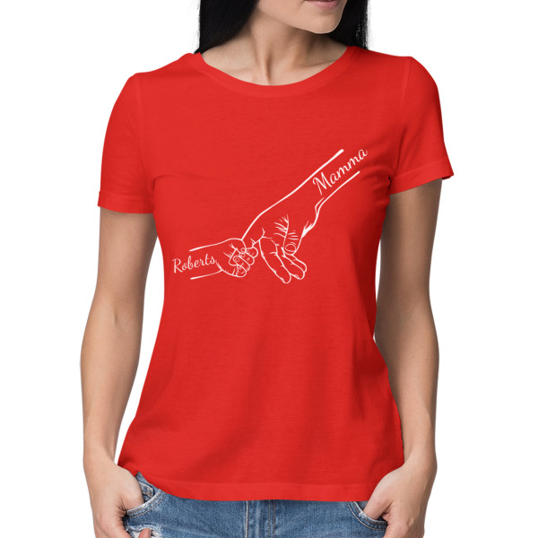 Sieviešu T-krekls "Mamma un bērni" ar izvēlētiem bērnu vārdiem