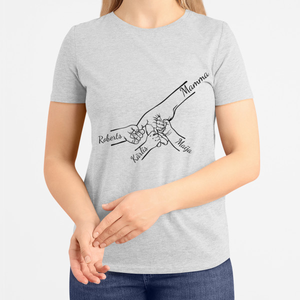 Sieviešu T-krekls "Mamma un bērni" ar izvēlētiem bērnu vārdiem