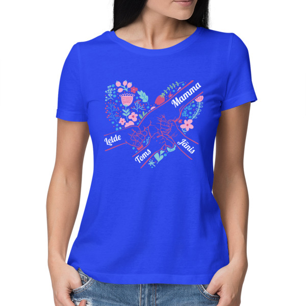Sieviešu T-krekls "Mammas sirds" ar izvēlētiem bērnu vārdiem