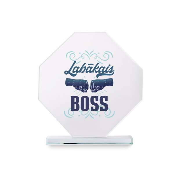 Stikla trofeja dāvanu kastītē "Labākais boss"