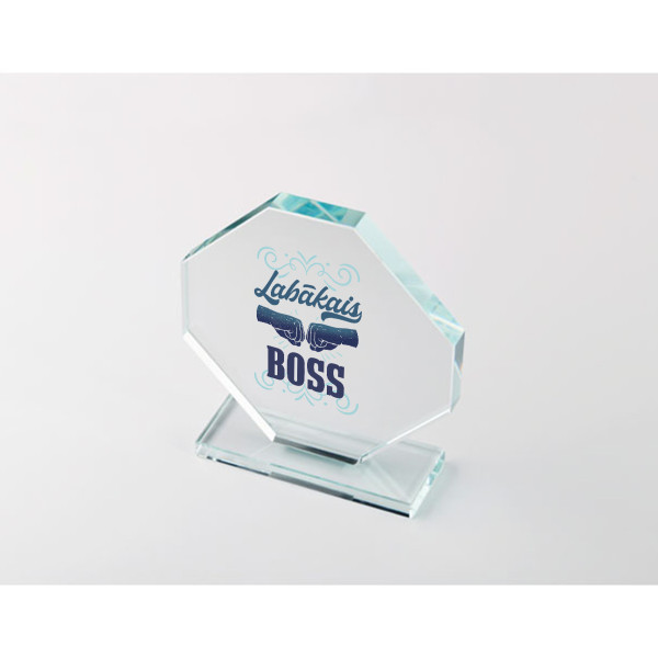 Stikla trofeja dāvanu kastītē "Labākais boss"
