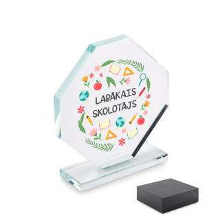 Stikla trofeja dāvanu kastītē "Labākais skolotājs"