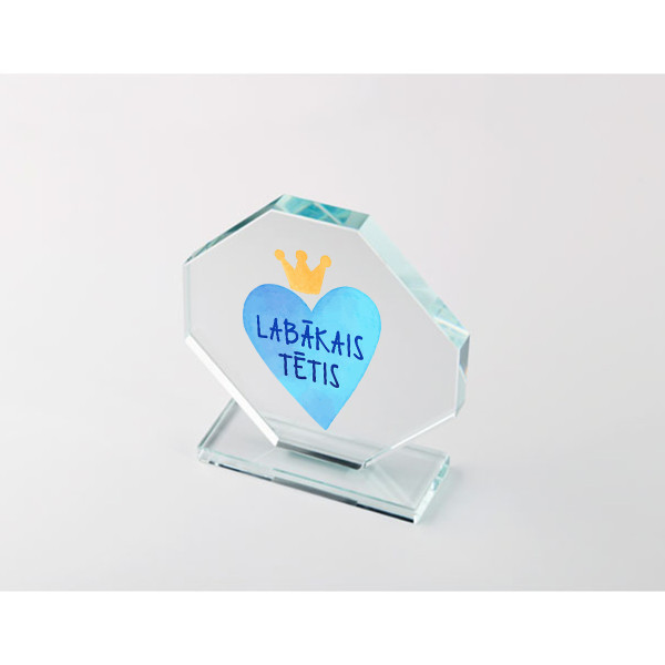 Stikla trofeja dāvanu kastītē "Labākais tētis" Stikla trofeja dāvanu kastītē "Labākais tētis"