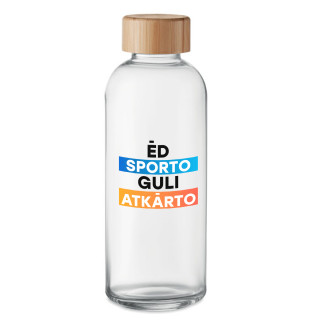 Stikla ūdens pudele "Ēd, sporto, guli, atkārto" (650ml)