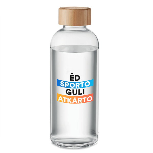 Stikla ūdens pudele "Ēd, sporto, guli, atkārto" (650ml) Stikla ūdens pudele "Ēd, sporto, guli, atkārto" (650ml)