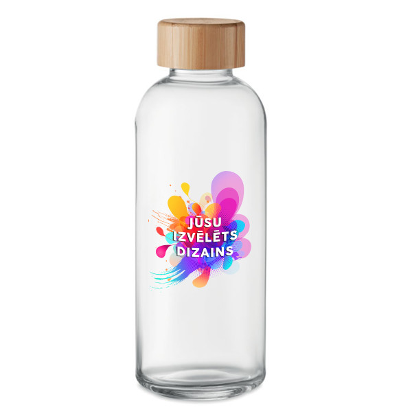 Stikla ūdens pudele "FRIS" ar Jūsu izvēlētu dizainu (650ml)