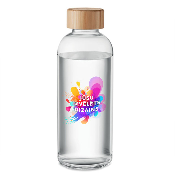 Stikla ūdens pudele "FRIS" ar Jūsu izvēlētu dizainu (650ml)